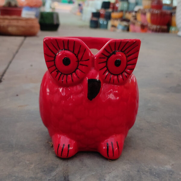 POC000406RD Vibrant owl-shaped ceramic planters that add charm and personality to any space. Perfect for small plants, succulents, or décor accents with a playful touch.