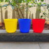 POPD001205-bx 5 inches Round Designer Pot | Plastic Planter with Ridged Pattern on surface | Stylish and Cute | Suitable for small plants and succulents used indoor / outdoor in porch, living room, Garden and can be placed on a stand