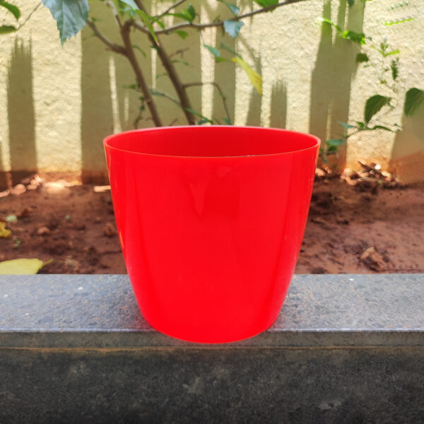POPD001306RD-c 10 inches | Valencia Designer Pot | Plastic Planter with Plain Premium and Elegant surface | Premium and Elegant | Suitable for Indoor / Outdoor in Living Space, Office, Porch, Garden, Balcony and can be placed on Plant Stands