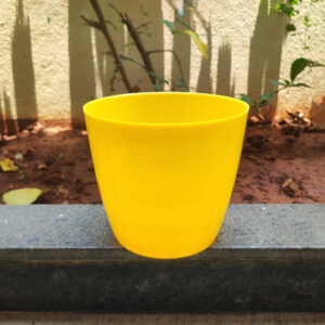 POPD001306YL-b 10 inches | Valencia Designer Pot | Plastic Planter with Plain Premium and Elegant surface | Premium and Elegant | Suitable for Indoor / Outdoor in Living Space, Office, Porch, Garden, Balcony and can be placed on Plant Stands