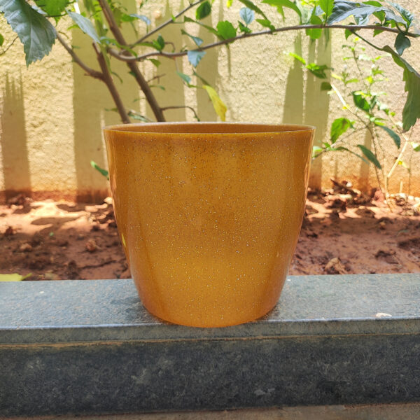 POPD002875MD-a 7.5 inches Round | Designer Pot | Plastic Planter with Elegant Glitter surface | Premium, Glitter and Elegant | Suitable for indoor / outdoor in porch, living room, Garden and can be placed on a stand