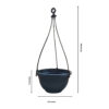 POPH001108BK-a 8 inches Round | Black Hanging Pot | Plastic Hanging Pot | Lightweight and Sturdy | Suitable for Indoor / Outdoor and can be hanged in Balcony, Courtyard, Window, Porch, Garden
