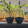 POPH001108BK-c 8 inches Round | Black Hanging Pot | Plastic Hanging Pot | Lightweight and Sturdy | Suitable for Indoor / Outdoor and can be hanged in Balcony, Courtyard, Window, Porch, Garden