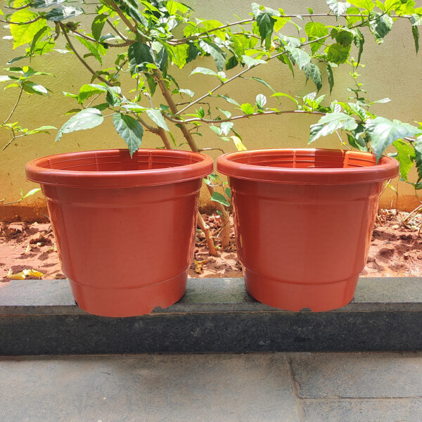 POPN000512BR-e 12 inches Round | Nursery Pot | Plastic Planter Regular with drainage holes | Regular, Lightweight and Sturdy | Suitable for Garden, Balcony, Outdoor and can be placed on Plant Stands