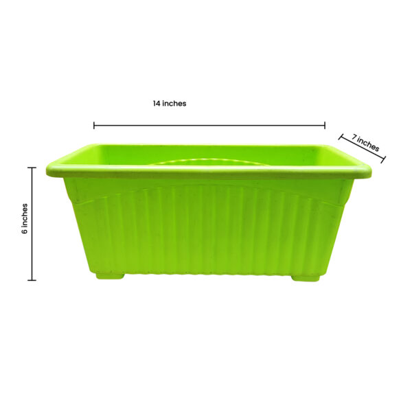POPW000714GN-a 14 inches Rectangular | Window Pot | Plastic Planter with drainage holes and plate | Lightweight and Sturdy | Ideal at Window Sil for growing small flowering plants and Shrubs