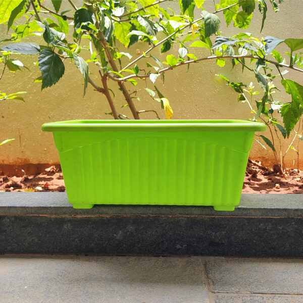 POPW000714GN-b 14 inches Rectangular | Window Pot | Plastic Planter with drainage holes and plate | Lightweight and Sturdy | Ideal at Window Sil for growing small flowering plants and Shrubs