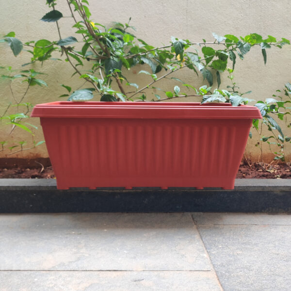 POPW000818BN-b 18 inches Rectangular Window Pot | Plastic Planter with drainage holes | Lightweight and Sturdy | Ideal at Window Sil for growing small flowering plants and Shrubs
