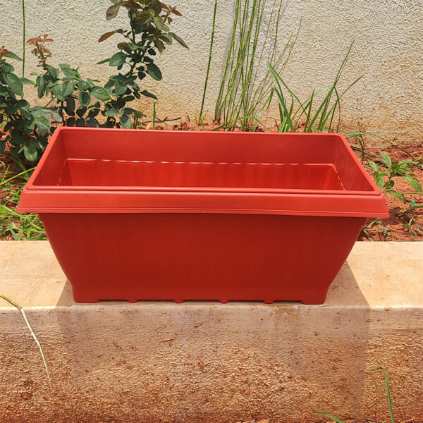 POPW000927BR-c 27 inches Rectangular | Brown Window Pot | Plastic Planter with drainage holes | Lightweight and Sturdy | Ideal at Window Sil for growing small flowering plants and Shrubs