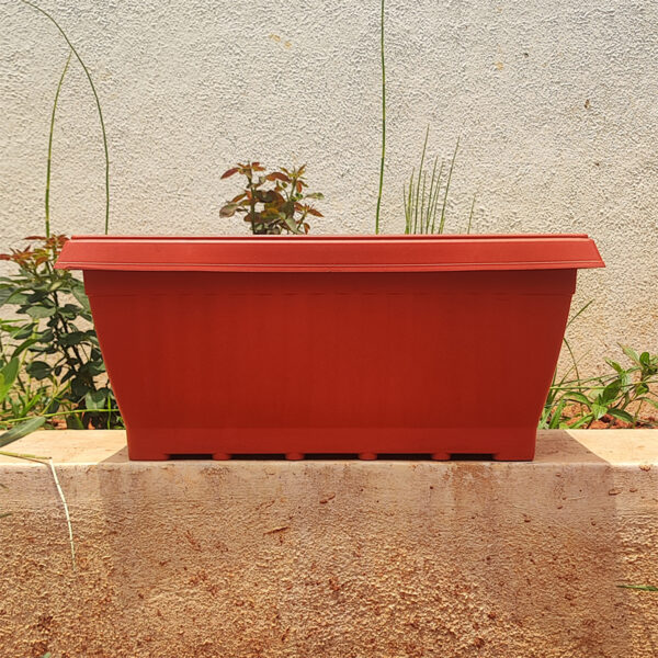 POPW000927BR-d 27 inches Rectangular | Brown Window Pot | Plastic Planter with drainage holes | Lightweight and Sturdy | Ideal at Window Sil for growing small flowering plants and Shrubs