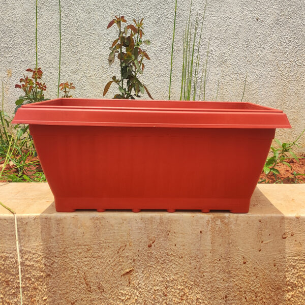 POPW000927BR-e 27 inches Rectangular | Brown Window Pot | Plastic Planter with drainage holes | Lightweight and Sturdy | Ideal at Window Sil for growing small flowering plants and Shrubs