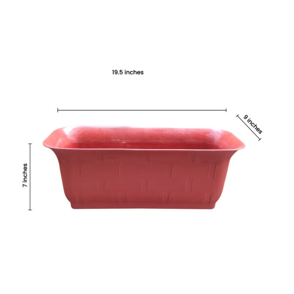 POPW004120BR-a 20 inches Rectangular | Brown Designer Pot | Plastic Rectangular Planter with stylish tapered edges | Stylish, Elegant and Cute | Ideal at Window Sil for growing small flowering plants and Shrubs