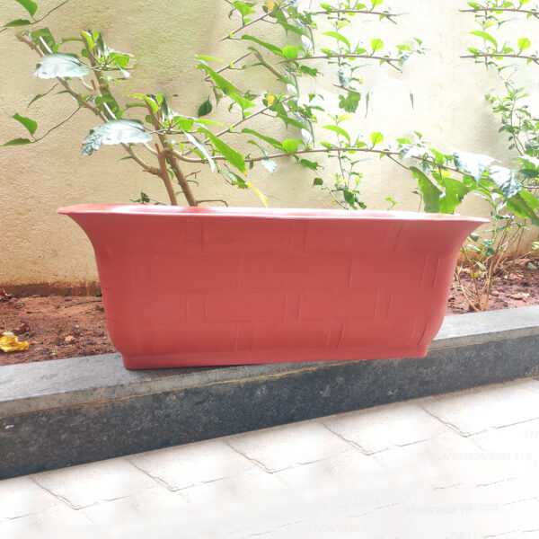 POPW004120BR-b 20 inches Rectangular | Brown Designer Pot | Plastic Rectangular Planter with stylish tapered edges | Stylish, Elegant and Cute | Ideal at Window Sil for growing small flowering plants and Shrubs