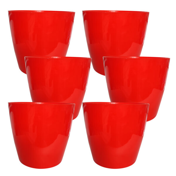 POPD001306RD6 6 inches Valencia Designer Pot | Plastic Planter with Plain Premium and Elegant surface | Premium and Elegant | Suitable for Indoor / Outdoor in Living Space, Office, Porch, Garden, Balcony and can be placed on Plant Stands