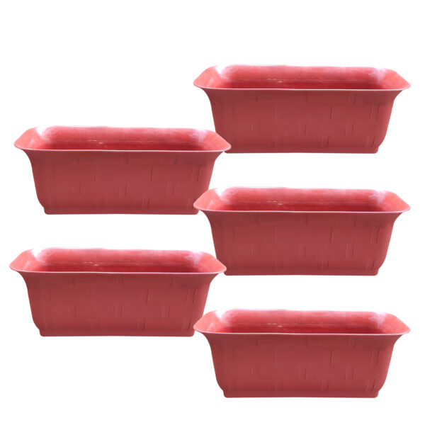 POPW004120BR5 20 inches Rectangular | Brown Designer Pot | Plastic Rectangular Planter with stylish tapered edges | Stylish, Elegant and Cute | Ideal at Window Sil for growing small flowering plants and Shrubs