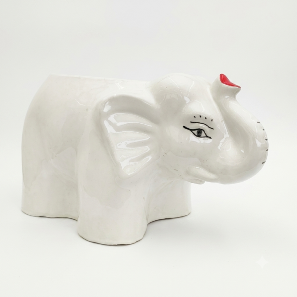 POC0001-XLb Elephant Planter: Xtra Large - Cute and White Ceramic planter suitable set for home decor indoor and outdoor