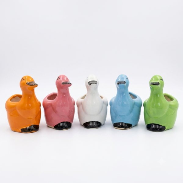 POC0002a Duck Planter: Small (6 inches) - Cute and Colourful Ceramic Small planters suitable for home decor, gifting and personal use