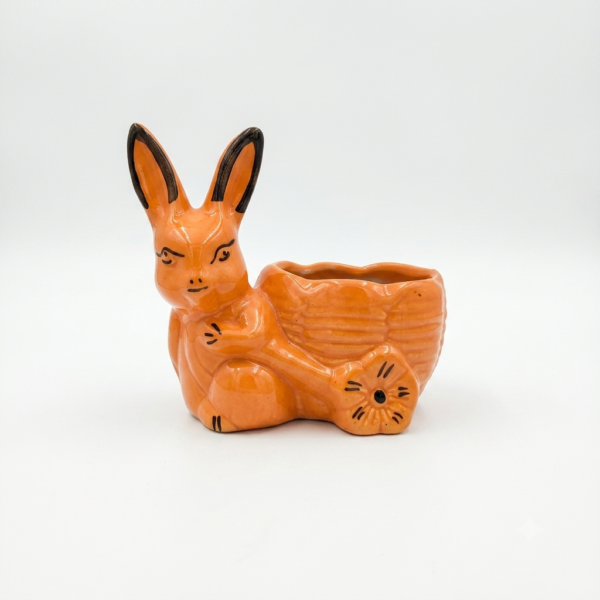 POC0004b Rabbit Planter - Cute and White Ceramic planter Small planters suitable set for home decor, gifting and personal use