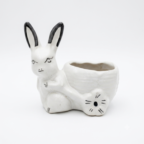 POC0004c Rabbit Planter - Cute and White Ceramic planter Small planters suitable set for home decor, gifting and personal use