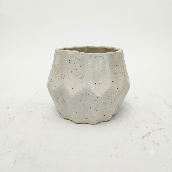 POC0007b Double Ridged Bowl - Cute and White Ceramic planter Small planters suitable set for home decor, gifting and personal use