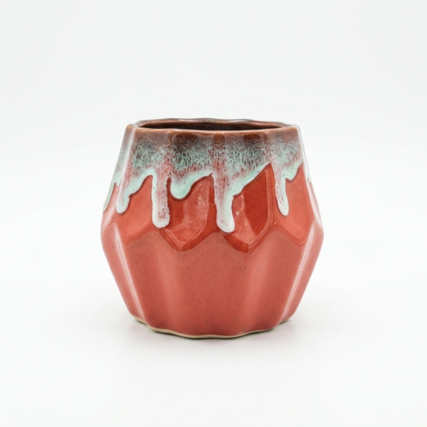 POC0007d Double Ridged Bowl - Cute and White Ceramic planter Small planters suitable set for home decor, gifting and personal use