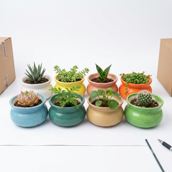 POC0008i Bowl Planter: Round base - Cute Ceramic planters. Small planters suitable set for home decor, gifting and personal use