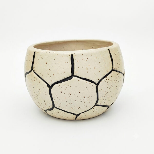 POC0015c Football shaped Planter: Sporty, energy filled Football shaped Ceramic planters. This minimalistic planters suitable set for home decor, gifting and personal use