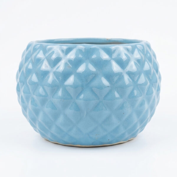 Diamond Pumpkin: Cute sharp diamond surfaced Round shaped Ceramic planters. This minimalistic planters suitable set for home decor, gifting and personal use