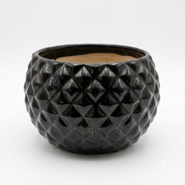 Diamond Pumpkin: Cute sharp diamond surfaced Round shaped Ceramic planters. This minimalistic planters suitable set for home decor, gifting and personal use