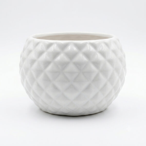 Diamond Pumpkin: Cute sharp diamond surfaced Round shaped Ceramic planters. This minimalistic planters suitable set for home decor, gifting and personal use