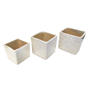 POC0017a Square shaped planters: Set of 3 - Straight, Square, minimalistic Ceramic planters in Small, Medium & Big sizes. These planters are suitable set for home decor, gifting and personal use