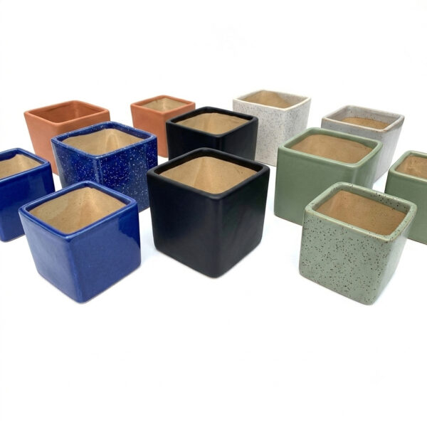 Square shaped planters: Set of 3 - Straight, Square, minimalistic Ceramic planters in Small, Medium & Big sizes. These planters are suitable set for home decor, gifting and personal use