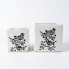 POC0018a Square shaped planters: Set of 2 - Straight, Square, simple printed Ceramic planters in Small & Big sizes. Minimalistic planters suitable for home decor, gifting and personal use