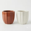 POC0024c Fluted and bottom-tapered Planter - Cutely ridged, conventional style Plain coloured bottom tapered Ceramic planter suitable set for home decor, gifting and personal use