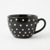 POC0025a Large Tea Cup shaped planter - Cutely crafted with polka dots, conventional style, Plain coloured Tea Cup shaped Ceramic planter suitable set for home decor, gifting and personal use