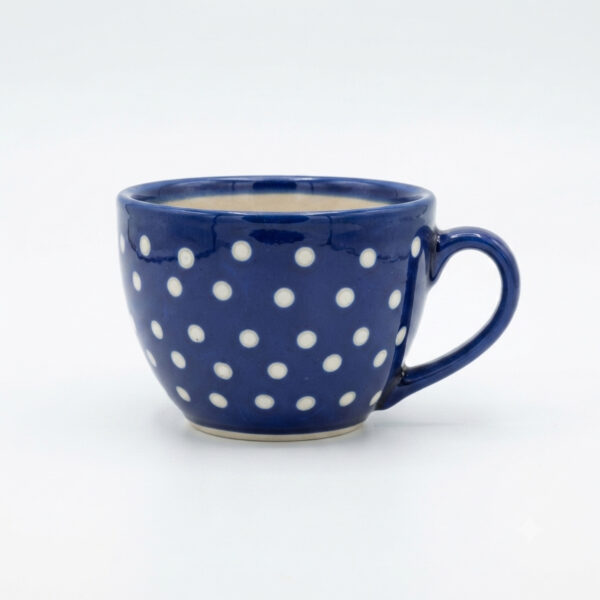 POC0025b Large Tea Cup shaped planter - Cutely crafted with polka dots, conventional style, Plain coloured Tea Cup shaped Ceramic planter suitable set for home decor, gifting and personal use