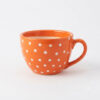 POC0025c Large Tea Cup shaped planter - Cutely crafted with polka dots, conventional style, Plain coloured Tea Cup shaped Ceramic planter suitable set for home decor, gifting and personal use