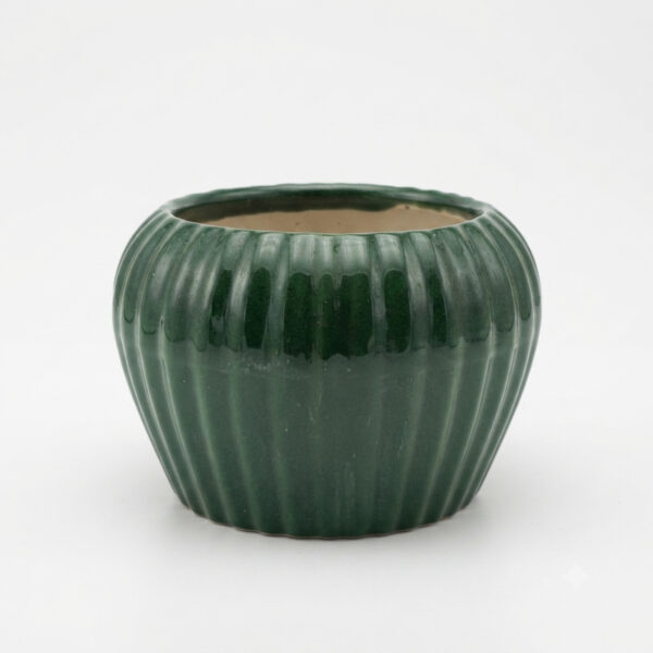Apple shape Ribbed planter: Small - Cute vertical ribbed surface, Apple shaped Ceramic planters, suitable set for home decor, gifting and personal use