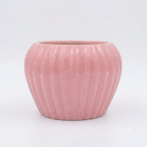 POC0026e Apple shape Ribbed planter: Small - Cute vertical ribbed surface, Apple shaped Ceramic planters, suitable set for home decor, gifting and personal use