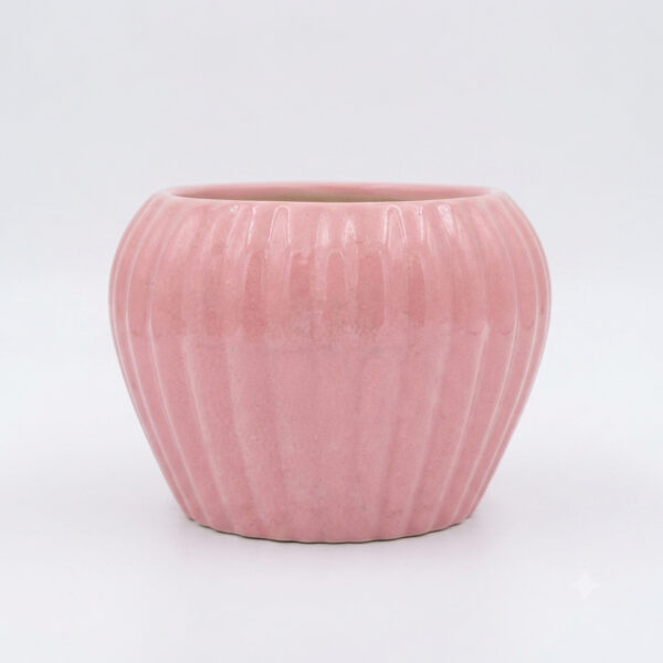 Apple shape Ribbed planter: Small - Cute vertical ribbed surface, Apple shaped Ceramic planters, suitable set for home decor, gifting and personal use