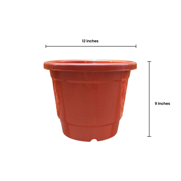 POPN000512BR-a 12 inches Round | Nursery Pot | Plastic Planter Regular with drainage holes | Regular, Lightweight and Sturdy | Suitable for Garden, Balcony, Outdoor and can be placed on Plant Stands