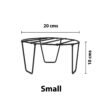 PS01MT0001b Sturdy black galvanised steel plant stand with a round wire-frame top and tapered tripod legs. Rust-resistant, powder-coated finish for durable, long-lasting indoor or outdoor use for Home Garden, Balcony and Terrace.