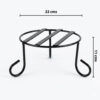 PS01MT0002b Sturdy black galvanised steel plant stand with a round wire-frame top and rounded legs. Rust-resistant, powder-coated finish for durable, long-lasting indoor or outdoor use for Home Garden, Balcony and Terrace.