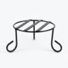 PS01MT0002c Sturdy black galvanised steel plant stand with a round wire-frame top and rounded legs. Rust-resistant, powder-coated finish for durable, long-lasting indoor or outdoor use for Home Garden, Balcony and Terrace.