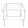 PS01MT0003a Sleek white galvanised steel pipe Plant Stand with a square frame and cross-braced legs for stability. Rust-resistant, powder-coated finish suits indoor or outdoor plants pots