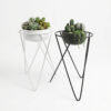 PS01MT0005d Modern tripod plant stand with 'V' shaped galvanised steel legs and a round rim top, available in black or white. Rust-resistant, powder-coated finish for stylish indoor or outdoor use.
