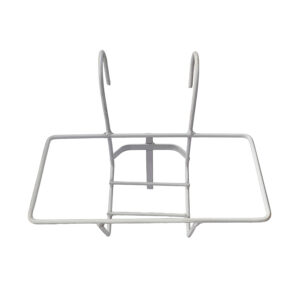 PS01MT0006a Rectangle galvanised steel hanging planter basket with sturdy railing hooks. Rust-resistant, fine finish; perfect for balconies, fences, or gardens to display plants and greenery outdoors.