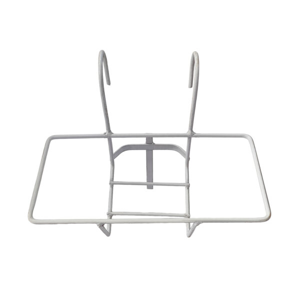PS01MT0006a Rectangle galvanised steel hanging planter basket with sturdy railing hooks. Rust-resistant, fine finish; perfect for balconies, fences, or gardens to display plants and greenery outdoors.