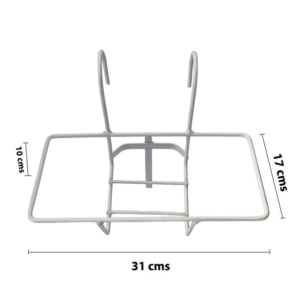 PS01MT0006b Rectangle galvanised steel hanging planter basket with sturdy railing hooks. Rust-resistant, fine finish; perfect for balconies, fences, or gardens to display plants and greenery outdoors.