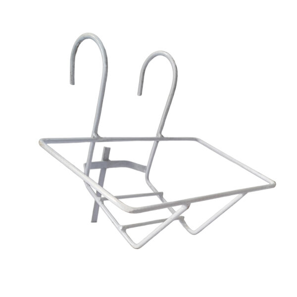 PS01MT0006d Rectangle galvanised steel hanging planter basket with sturdy railing hooks. Rust-resistant, fine finish; perfect for balconies, fences, or gardens to display plants and greenery outdoors.
