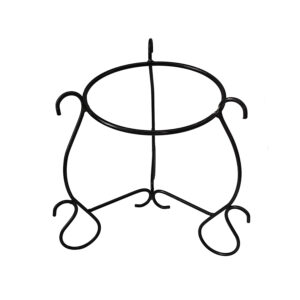 PS01MT0007d Elegant white galvanised steel plant stand with decorative scrolled legs and a round rim top. Rust-resistant, powder-coated finish adds vintage charm to indoor or outdoor plant displays.